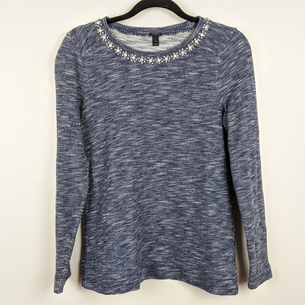 J. Crew Heathered Jewel Trimmed Sweater - Size S